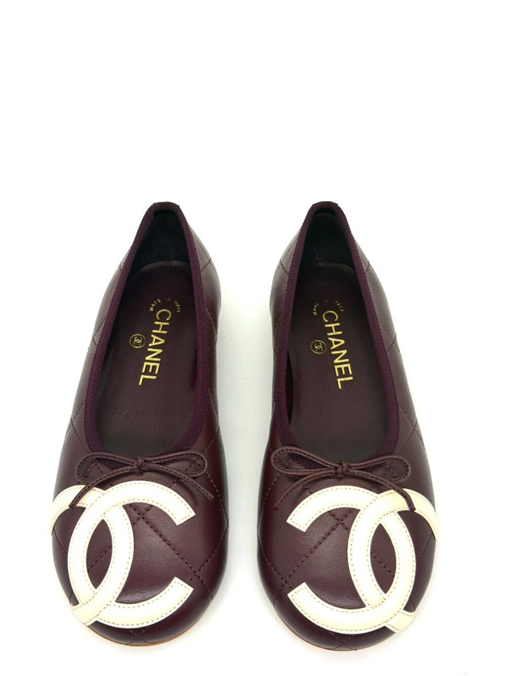 CHANEL 26M Coco Beach Lambskin Leather CC Cambon Bow Ballerina Ballet Flats